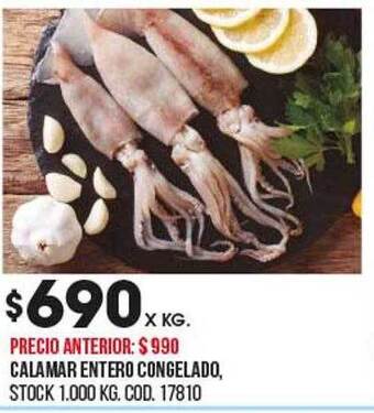 Coto Calamar entero congelado oferta