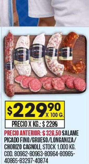 Coto Salame picado fino-grueso-longaniza-chorizo cagnoli oferta