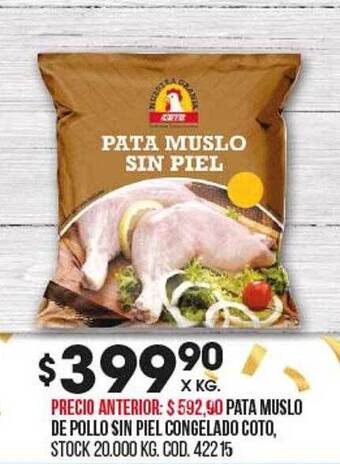 Coto Pata muslo de pollo sin piel congelado coto oferta