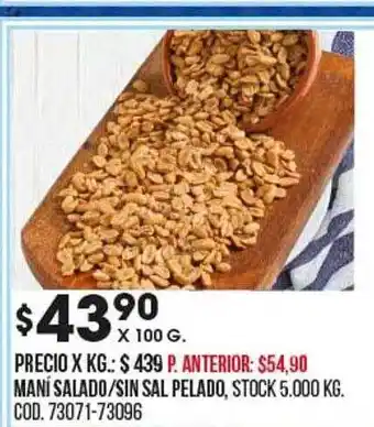 Coto Maní salado-sin sal pelado oferta
