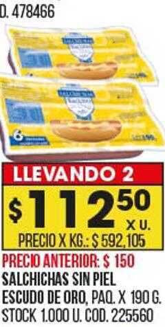 Coto Salchichas sin piel escudo de oro paq. x 190 g oferta