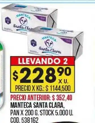 Coto Manteca santa clara pan x 200 g oferta