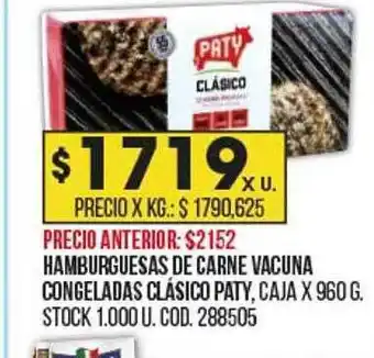 Coto Hamburguesas de carne vacuna congeladas clásico paty caja x 960 g oferta