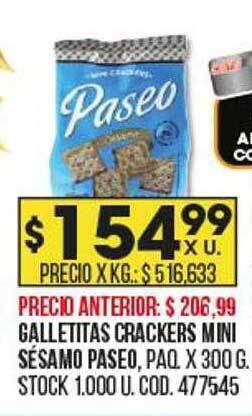 Coto Galletitas crackers mini sésamo paseo oferta