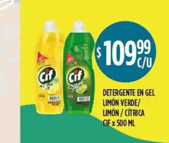 Supermercados Toledo Detergente En Gel Limón Verde Limón Cítrica Cif x 500ml oferta