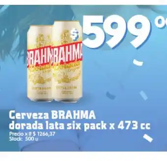 Supermercados Buenos Días Cerveza BRAHMA dorada lata six pack x 473 cc oferta