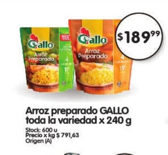 Supermercados Buenos Días Arroz Preparado Gallo Toda La variedad x 240 g oferta