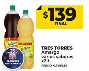 Supermayorista Vital Tres torres amargo varios sabores oferta