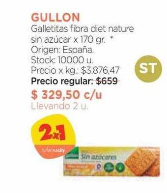 Farmacity Gullon galletitas fibra diet nature sin azúcar oferta