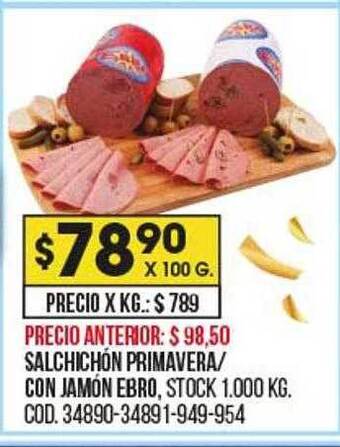 Coto Salchichón primavera-con jamón ebro oferta