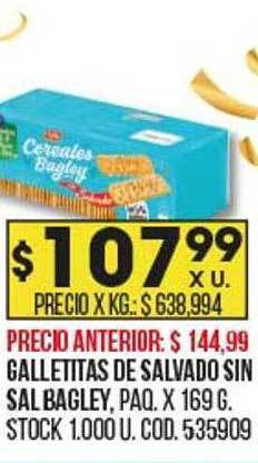 Coto Galletitas de salvado sin sal bagley oferta