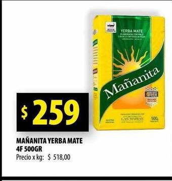 Punto Mayorista Mañanita yerba mate 4f 500gr oferta