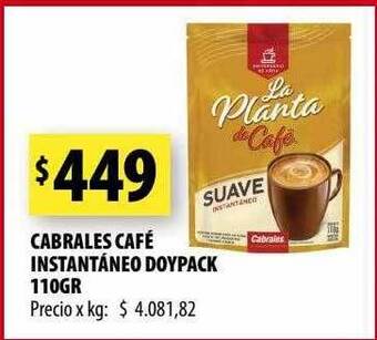 Punto Mayorista Cabrales café instantáneo doypack 110gr oferta