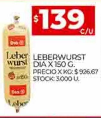 Supermercados DIA Leberwurst Dia x 150g oferta