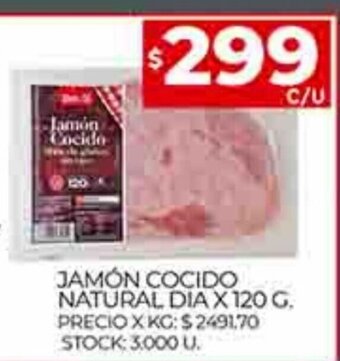 Supermercados DIA Jamón Cocido Natural Dia x 120g oferta