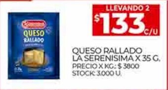 Supermercados DIA Queso Rallado La Serenisima x 35g oferta