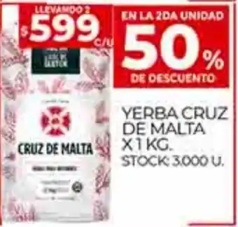 Supermercados DIA Yerba Cruz Malta x 1kg oferta
