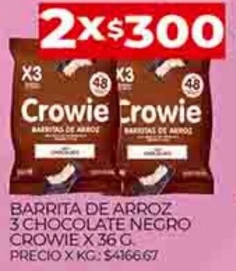 Supermercados DIA Barrita De Arroz 3 Chocolate Negro Crowie x 36g oferta