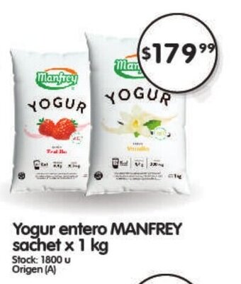 Supermercados Buenos Días Yogur Entero Manfrey Sachet x 1kg oferta