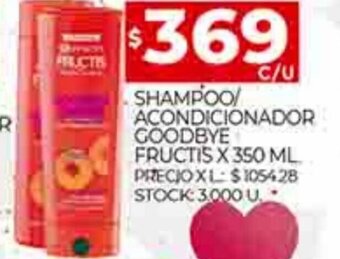 Supermercados DIA Shampoo/Acondicionador Goodbye Fructis x 350ml oferta