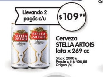 Supermercados Buenos Días Cerveza Stella Artois lata x 269 cc oferta