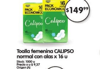 Supermercados Buenos Días Toalla Femenina Calipso normal con alas x 16 u oferta
