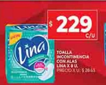 Supermercados DIA Toalla Incontinencia Con Alas Lina x 8u oferta
