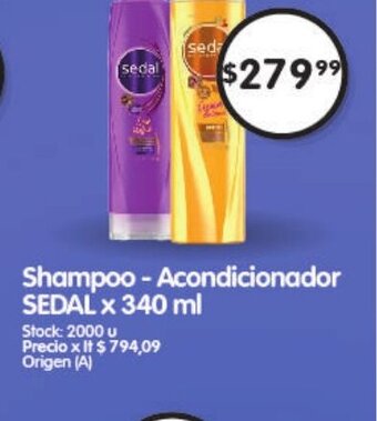Supermercados Buenos Días Shampoo - Acondicionador Sedal x 340 ml oferta
