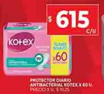 Supermercados DIA Protector Diario Antibacterial Kotex x 60u oferta