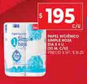 Supermercados DIA Papel Higiénico Simple Hoja Dia x 4 u oferta