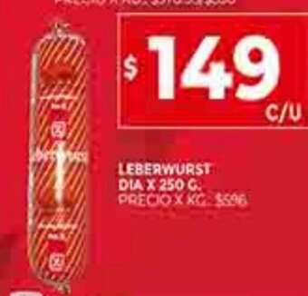Supermercados DIA Leberwurst Dia x 250g oferta