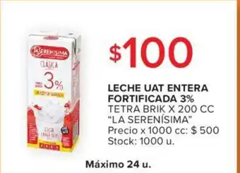 Carrefour Leche UAT Entera Fortificada 3% Tetra Brik x 200 cc oferta