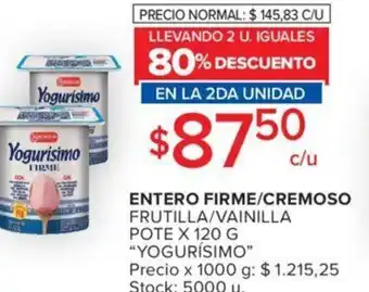 Carrefour Entero Firme/Cremoso Frutilla/ Vanilla Pote x 120 G oferta