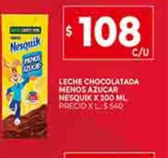 Supermercados DIA Leche Chocolatada Menos Azucar Nesquik x 200ml oferta