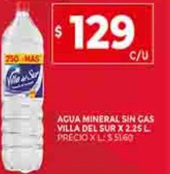 Supermercados DIA Agua Mineral Sin Gas Villa Del Sur x 2.25L oferta