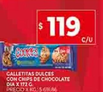 Supermercados DIA Galletitas Dulces Con Chips De Chocolate Dia x 172g oferta