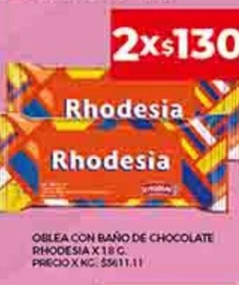 Supermercados DIA Oblea Con Bano de Chocolate Rhodesia x 18g oferta