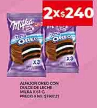 Supermercados DIA Alfajor Oreo Con Dulce De Leche Milka x 61g oferta