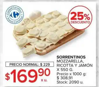 Carrefour Sorrentinos Mozzarella Ricotta Y Jamón x 550g oferta