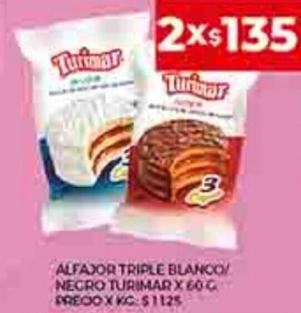 Supermercados DIA Alfajor Triple Blanco/ Negro Turimar x 60g oferta