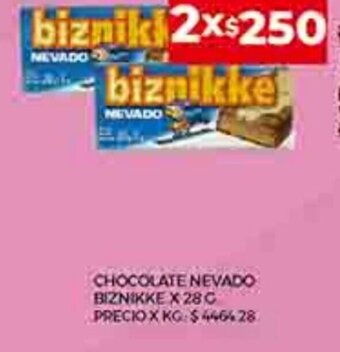 Supermercados DIA Chocolate Nevado Biznikke x 28g oferta