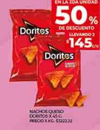 Supermercados DIA Nachos Queso Doritos x 45g oferta