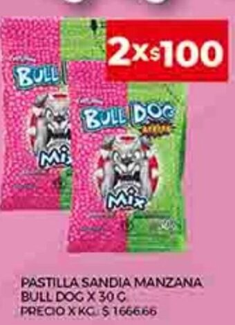 Supermercados DIA Pastilla Sandia Manzana Bull Dog x 30g oferta