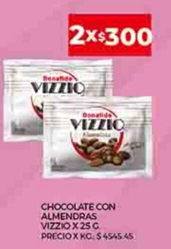 Supermercados DIA Chocolate Con Almendras Vizzio x 25g oferta