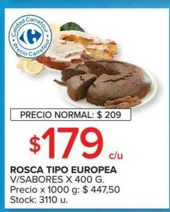 Carrefour Rosca Tipo Europea V Sabores x 400g oferta