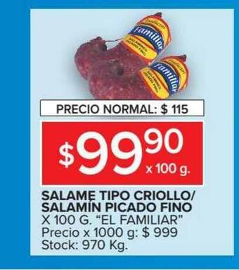 Carrefour Salame Tipo Criollo Salamin Picado Fino x 100g oferta