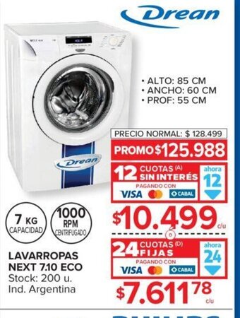 Carrefour Lavarropas Next 7.10 Eco oferta