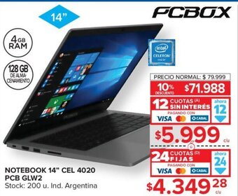 Carrefour Notebook 14" Cel 4020 PCB GLW2 oferta