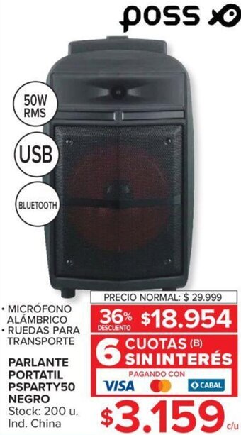 Carrefour Parlante Portatil Psparty50 Negro oferta