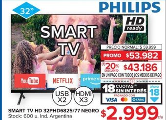Carrefour Smart Tv Hd 32PHD6825/77 Negro oferta
